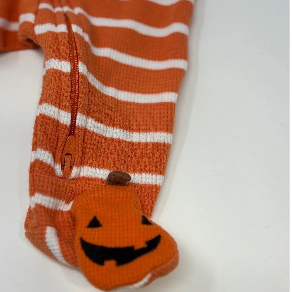 Carters & Carters Just One You Baby Halloween Pumpkin Sleepers Lot of 2 3months